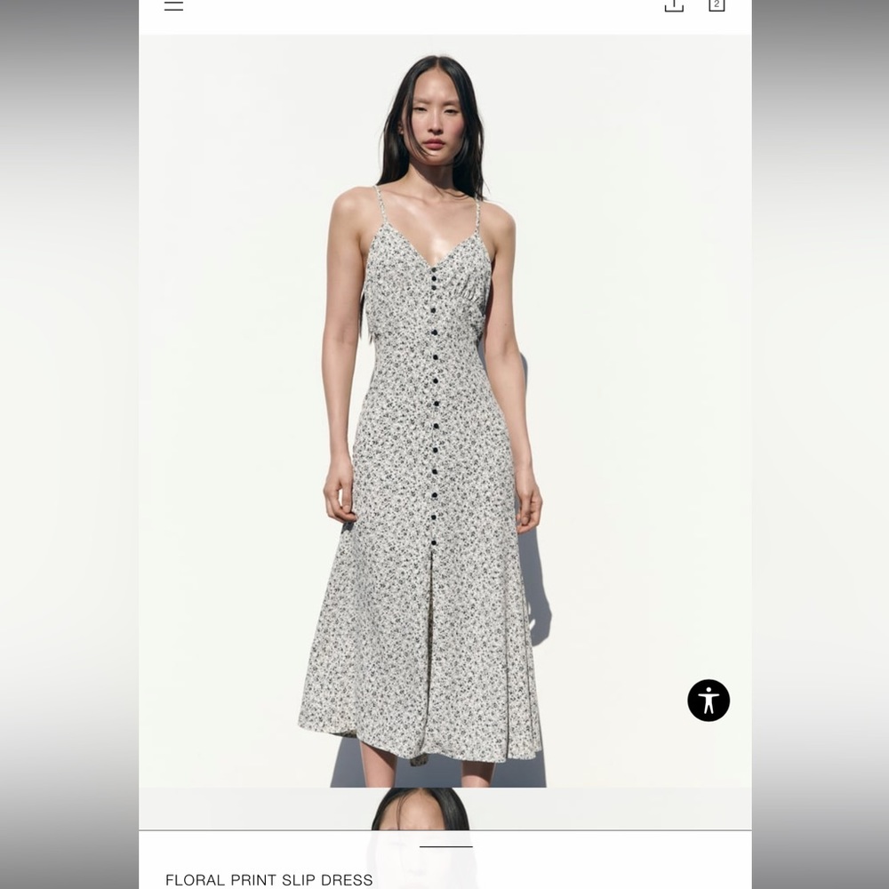 Zara button v-neck midi dress